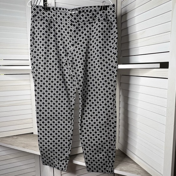 Old Navy Pixie Pants Women's 12 Black Grid Check Stretch Ankle Skinny - Picture 1 of 8